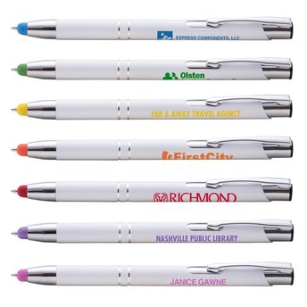 Caneta Paragon Branca com ponta colorida - Família